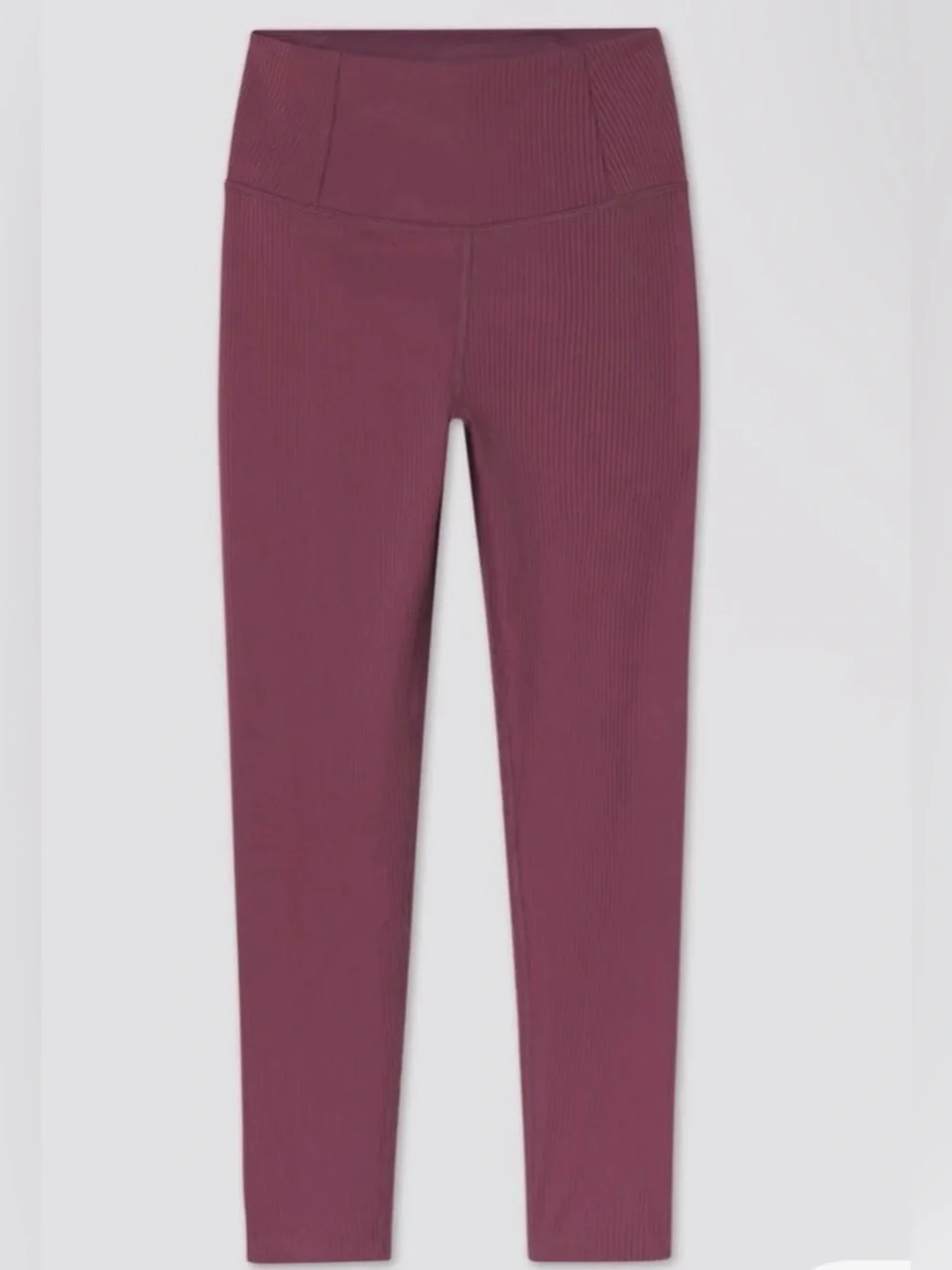 Like New! Girlfriend Collective Goji Ribbed High-Waist Leggings, Plum, sz. Small